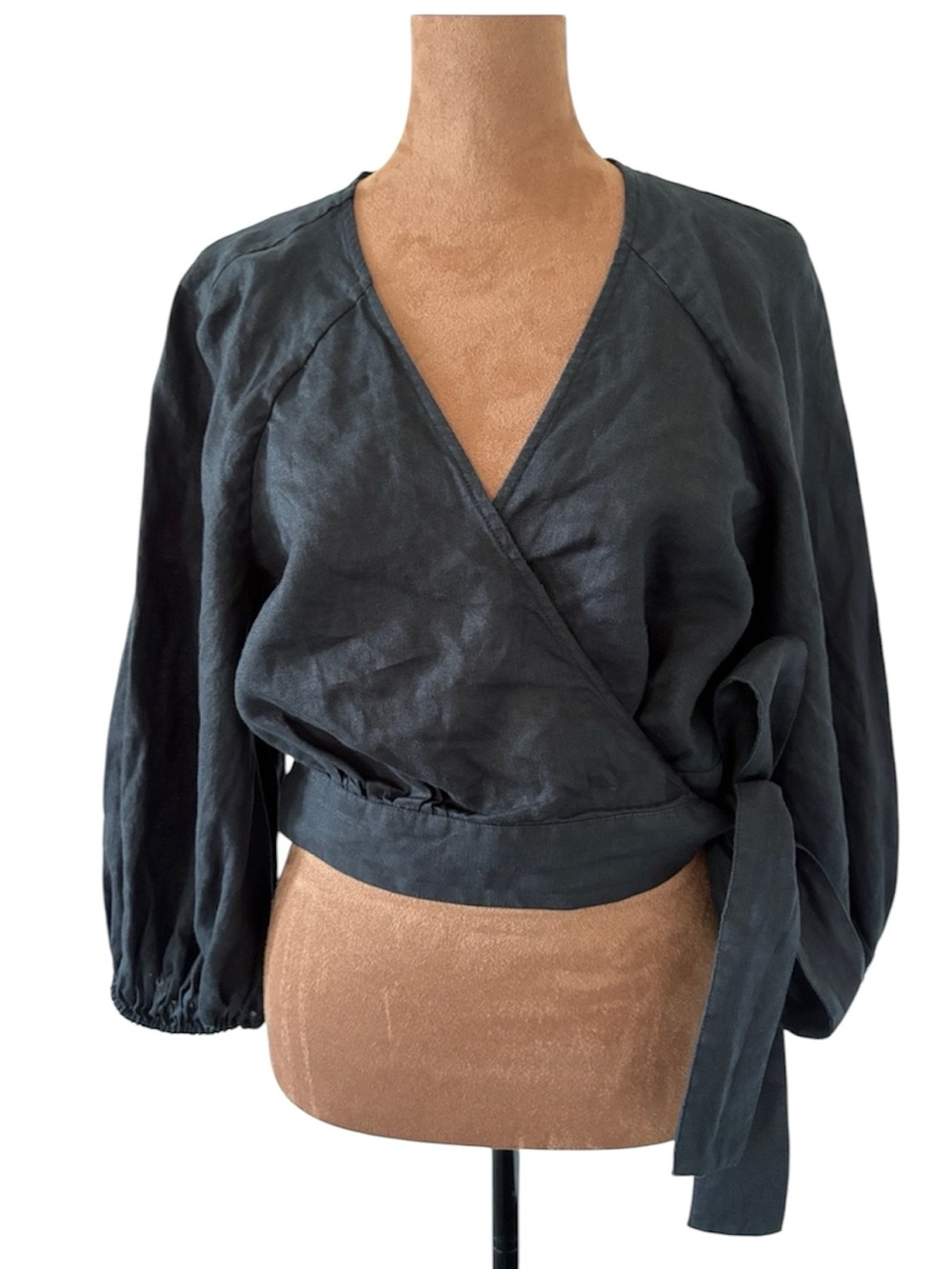 Linen Wrap Top - Black - Size M 🖤 NWOT 🖤 Boho Chic Banana Republic Wayfinder Top